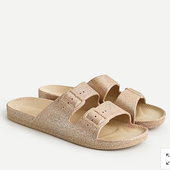 Freedom Moses Shoes - Freedom Moses Gold Glitter Slides